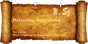 Matecsny Szergiusz névjegykártya